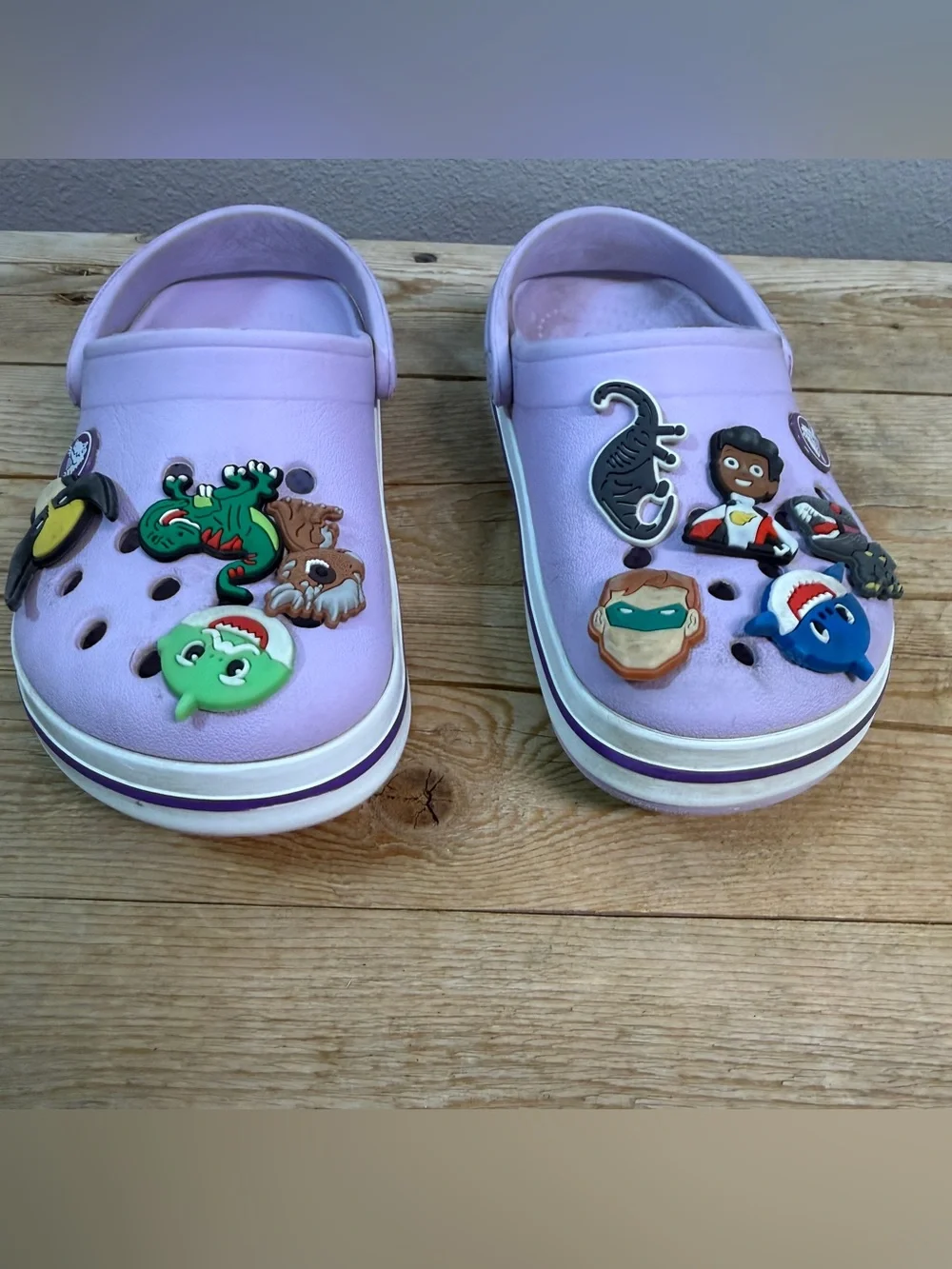 CROCS Kids Light Purple Clogs with Character Jibbitz
